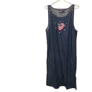 Mountain Lake American Flag Embroidered Dress - Petite Large